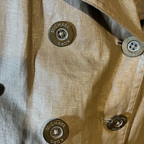 Michael Kors Shimmering Metallic Gold Belted Trench Coat - Picture 10 of 16